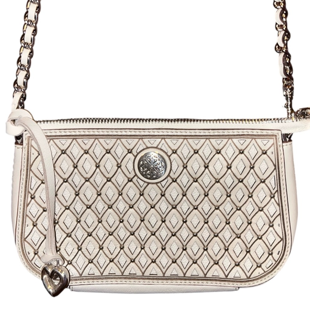 Brighton Sera Leather Crossbody Bag in Cream with Chain Strap